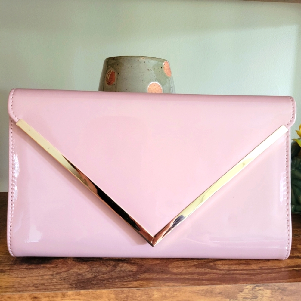 Aldo Elegant Pink Clutch with Gold Accent